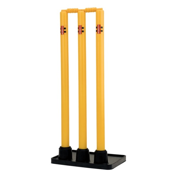 Gray Nicolls Plastic Cricket Stumps with Rubber Base - 3 Stumps - Yellow/Black