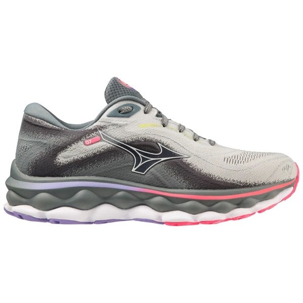Mizuno Wave Sky 7 - Womens Running Shoes - Pearl Blue/White/High Vis Pink