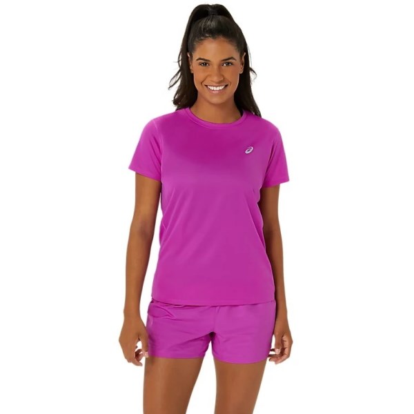 Asics Silver Womens Short Sleeve Running T-Shirt - Bold Magenta