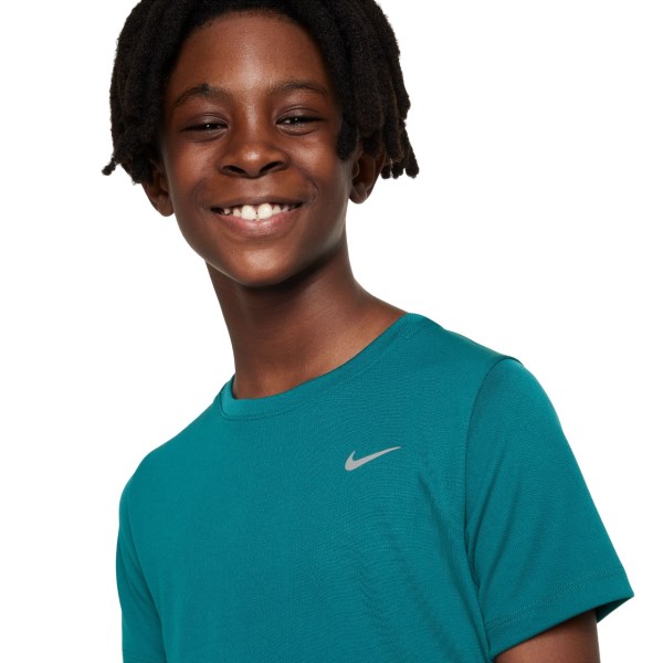 Nike Dri-Fit Miler Kids Boys Training T-Shirt - Geode Teal/Reflective Silver