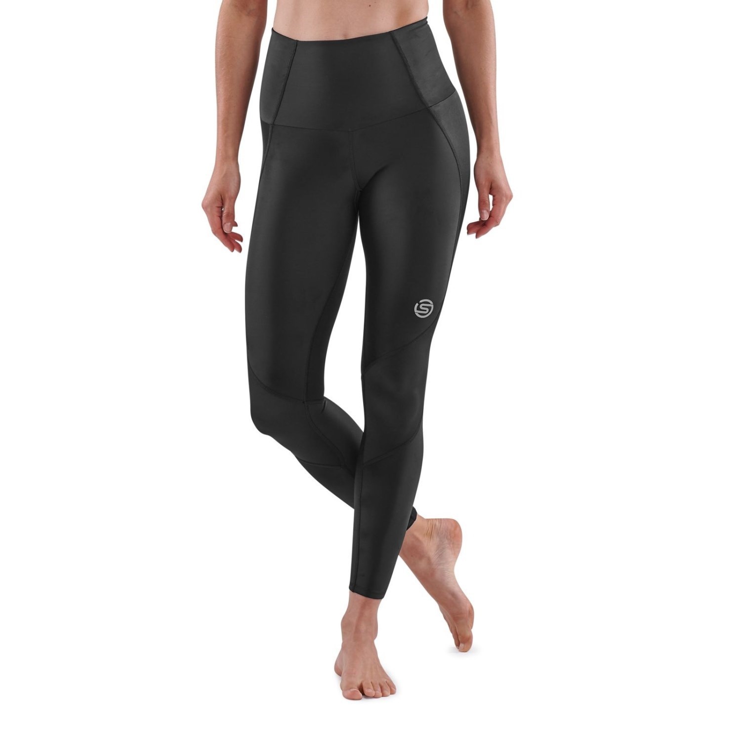 SKINS Compression Series-1 Active Womens M 7/8 Long Tights BLK Yoga/Sport/ Gym