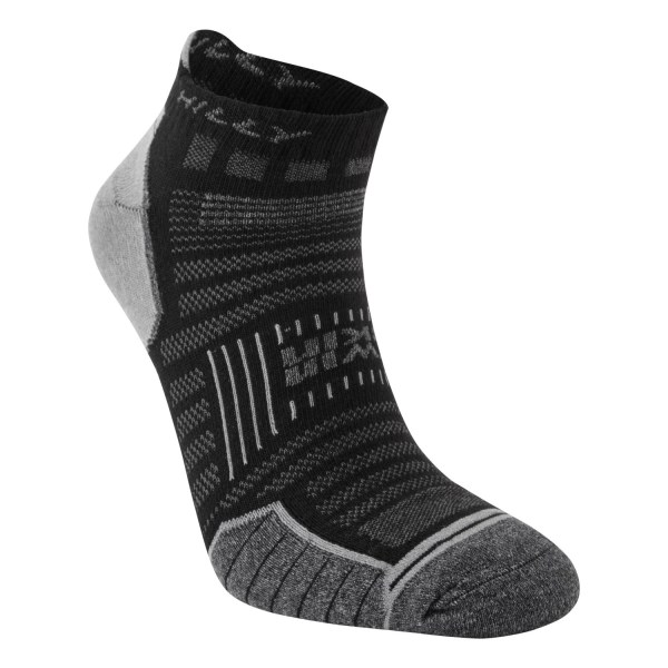 Hilly Twin Skin Socklet - Anti-Blister Running Socks - Black/Grey Marl