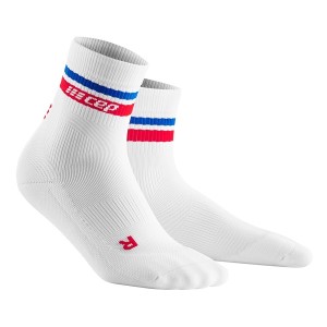 CEP Limited Edition 80s Style Mid Cut Socks - White/Red