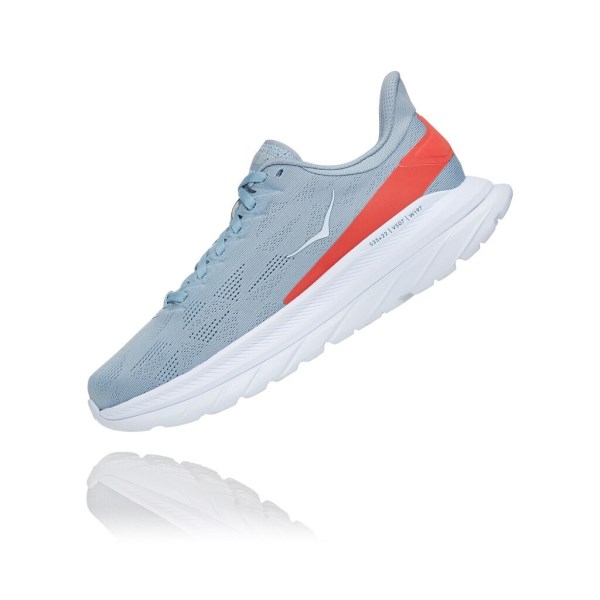 Hoka Mach 4 - Womens Running Shoes - Blue Fog/Hot Coral