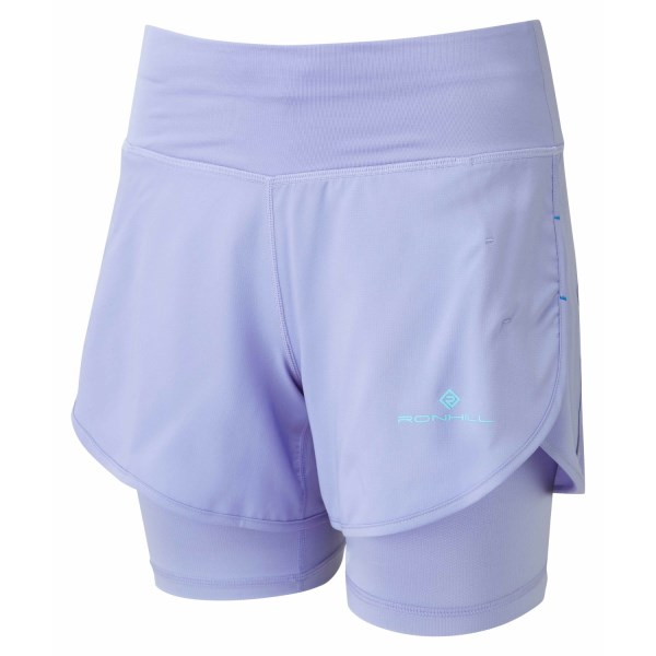 Ronhill Tech 4.5 Inch Twin Womens Running Shorts - Dark Periwinkle/Aquamint