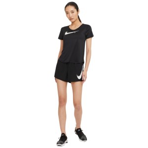 Nike Swoosh Run Womens Running T-Shirt - Black/White