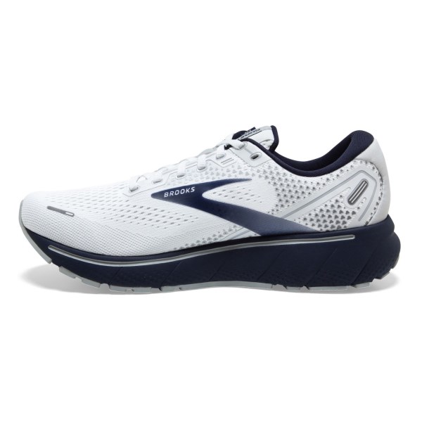 Brooks Ghost 14 - Mens Running Shoes - White/Grey/Navy