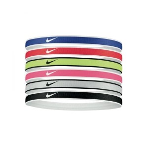 Nike Tipped Swoosh Sport Headbands - 6 Pack - Red/Royal Blue