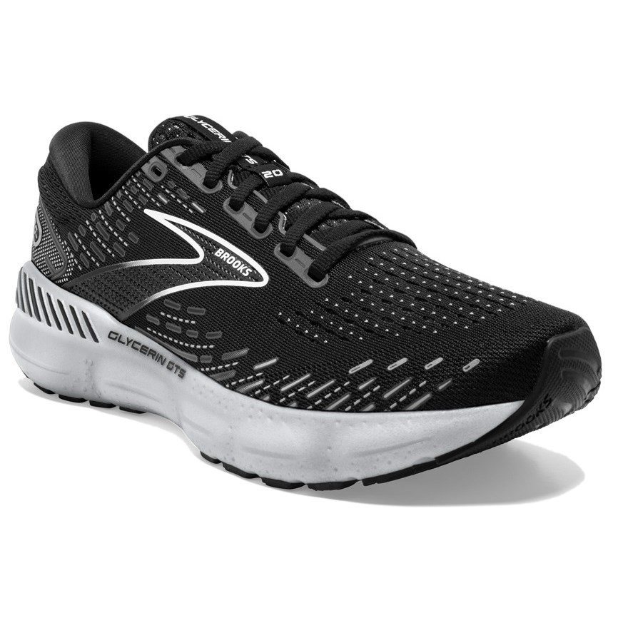 Brooks Glycerin GTS 20 - Mens Running Shoes - Black/White | Sportitude