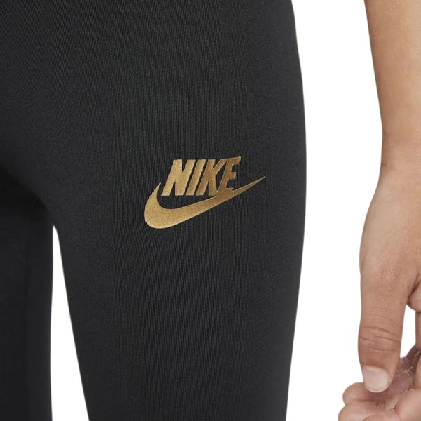 Nike Go For Gold Kids Girls Leggings - Black/White/Gold