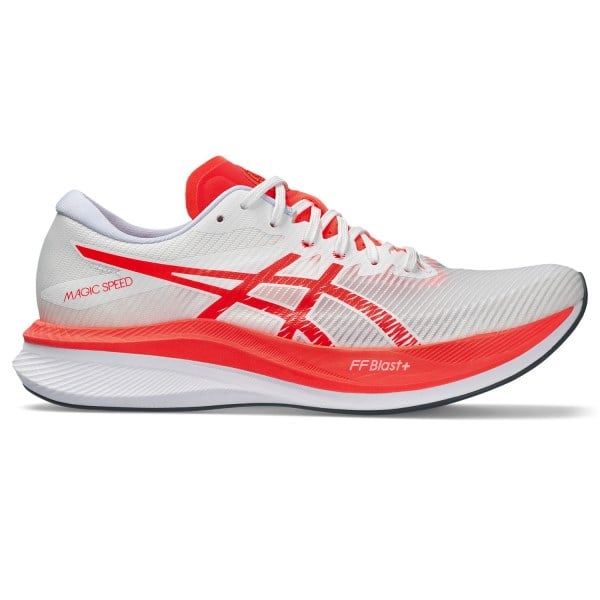 Asics Magic Speed 3 - Mens Road Racing Shoes - White/Sunrise Red