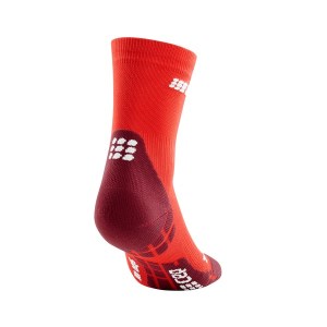CEP Ultra Light Compression Short Cut Running Socks - Lava/Dark Red