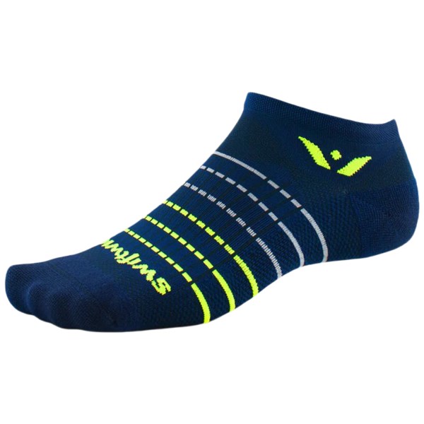 Swiftwick Aspire Zero Running/Cycling Socks - Navy/Neon Yellow