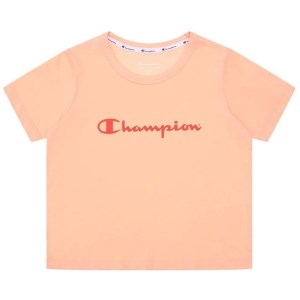 Champion Script Kids Girls Crop T-Shirt - Peach Bliss