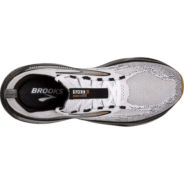 Brooks Glycerin Stealthfit GTS 21 - Mens Running Shoes - White/Grey/Black
