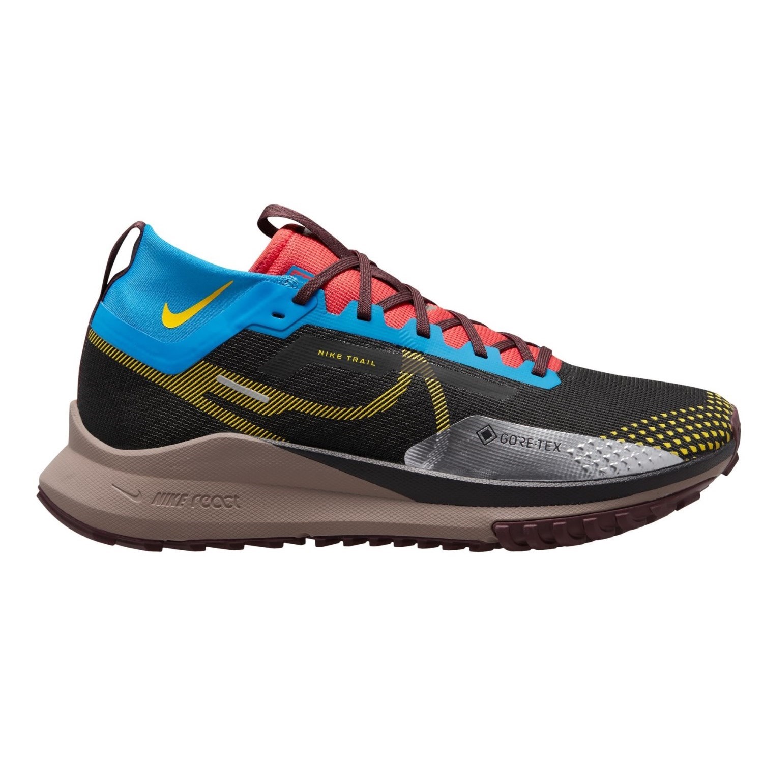 Nike React Pegasus Trail 4 GTX - Mens Trail Running Shoes - Black/Vivid ...