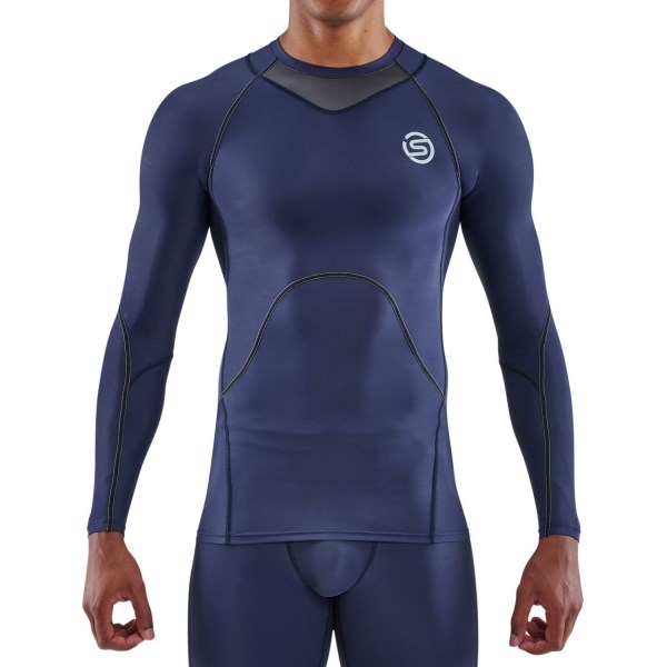Skins Series-3 Mens Compression Long Sleeve Top - Navy