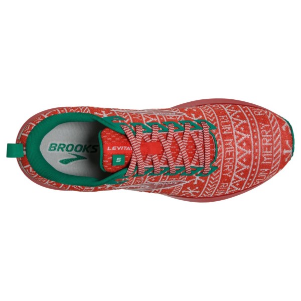 Brooks Levitate 5 - Womens Running Shoes - Run Merry Red/White/Green