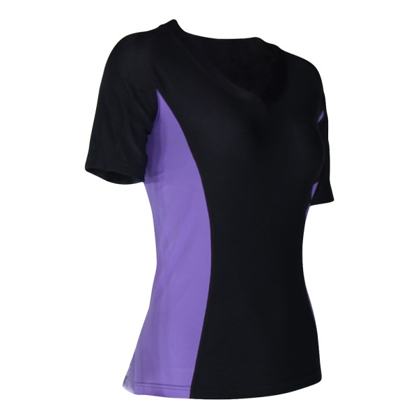 o2fit Womens Compression Short Sleeve Top - Charcoal/Purple