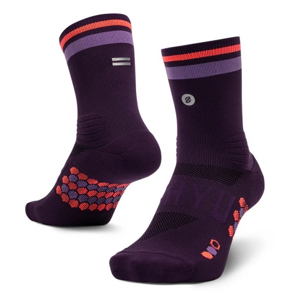 Shyu Half Crew Racing Socks - Purple/Grape/Crimson