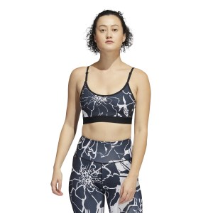 Adidas Light Support Flower Print Womens Sports Bra - Dash Grey/Triple Black