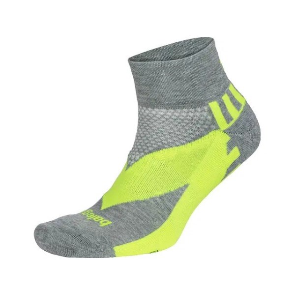 Balega Enduro Reflective Quarter Running Socks - Midgrey/Neon Lime