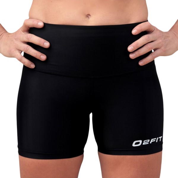 o2fit Womens High Waist Compression Shorts - Black/White