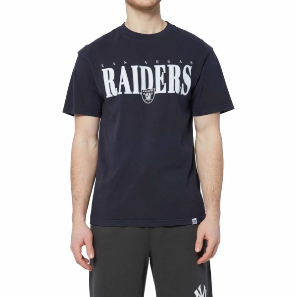 Majestic Las Vegas Raiders Vintage Linear Logo Mens Football T-Shirt - Faded Black