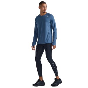 2XU Ignition Base Layer Mens Running Long Sleeve Top - Stormy/Silver Reflective