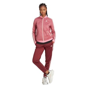 Adidas Sportswear Essentials 3-Stripes Womens Tracksuit Set - Shadow Red/Pink Strata/Wonder