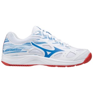 Mizuno Stealth Star - Kids Netball Shoes - White/Fiery Red/Blue