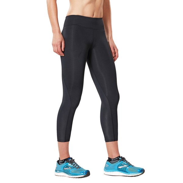 2XU Womens Mid-Rise 7/8 Compression Tights - XS ONLY - Black/Dotted Black Logo