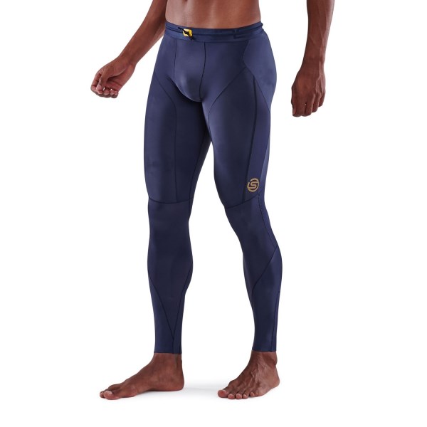 Skins Series-5 Mens Compression Long Tights - Navy Blue
