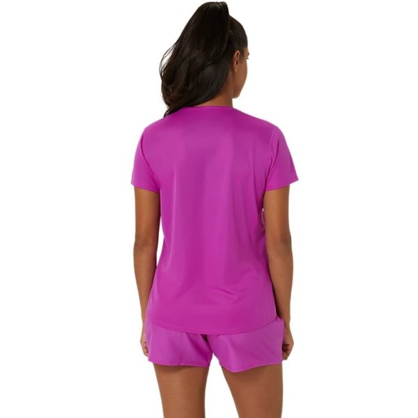 Asics Silver Womens Short Sleeve Running T-Shirt - Bold Magenta