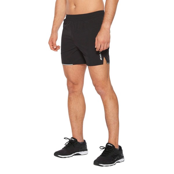 2XU XVent 5 Inch Mens Running Shorts - Black/Silver Reflective