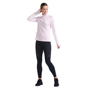 2XU Ignition 1/4 Zip Womens Long Sleeve Running Top - Quartz/White Reflective
