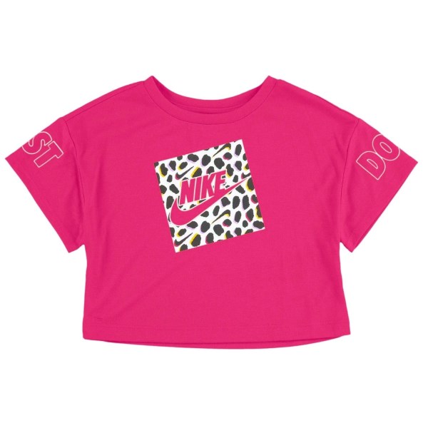 Nike Leopard Boxy Graphic Kids Girls T-Shirt - Rush Pink