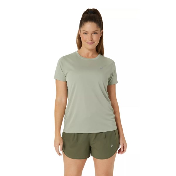 Asics Silver Womens Short Sleeve Running T-Shirt - Olive Grey