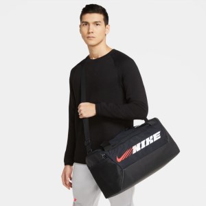 Nike Brasilia Small Graphic Training Duffel Bag - Black/White