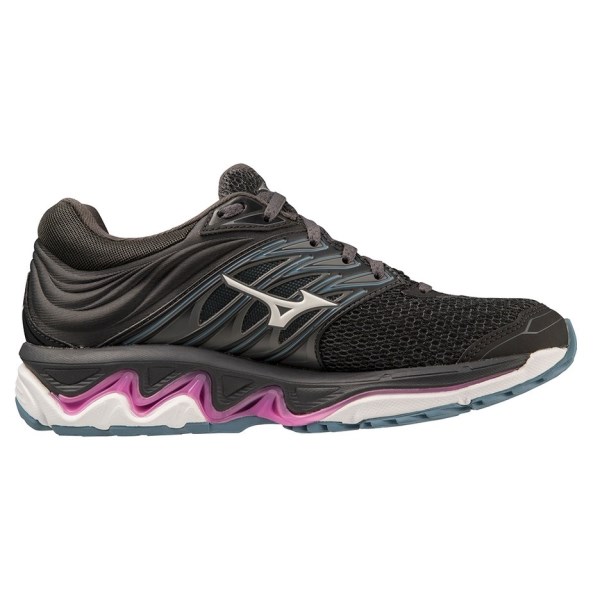 Mizuno Wave Paradox 5 - Womens Running Shoes - Black Oyster/Nimbus Cloud/Neon Pink