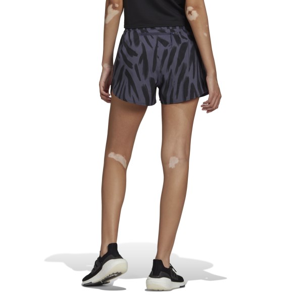 Adidas Run Icons 3 Bar Allover Print Womens Running Shorts - Shadow Navy/Black