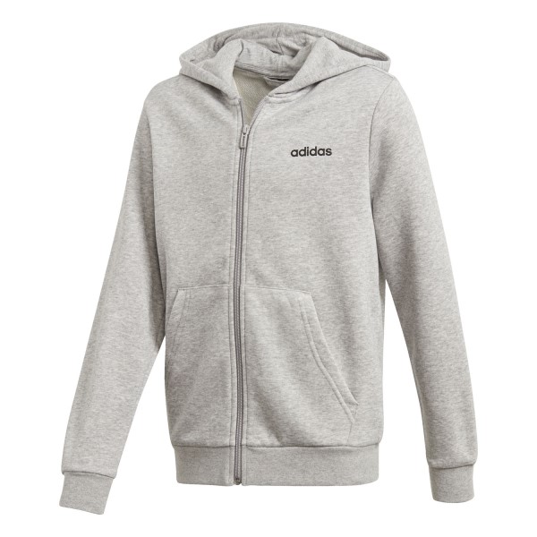 Adidas Essentials Linear Full Zip Kids Boys Hoodie - Medium Grey Heather