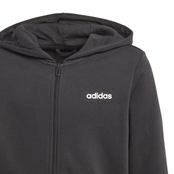 Adidas Essentials Linear Full Zip Kids Boys Hoodie - Black/White