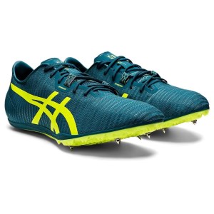 Asics Cosmoracer MD 2 - Mens Middle Distance Track Spikes - Velvet Pine/Safety Yellow