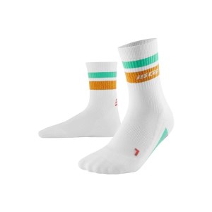 CEP Miami Vibes 80s Mid Cut Compression Socks - White/Orange/Mint