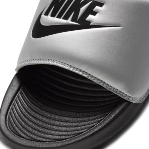 Nike Victori One - Womens Slides - Black/Metallic Silver