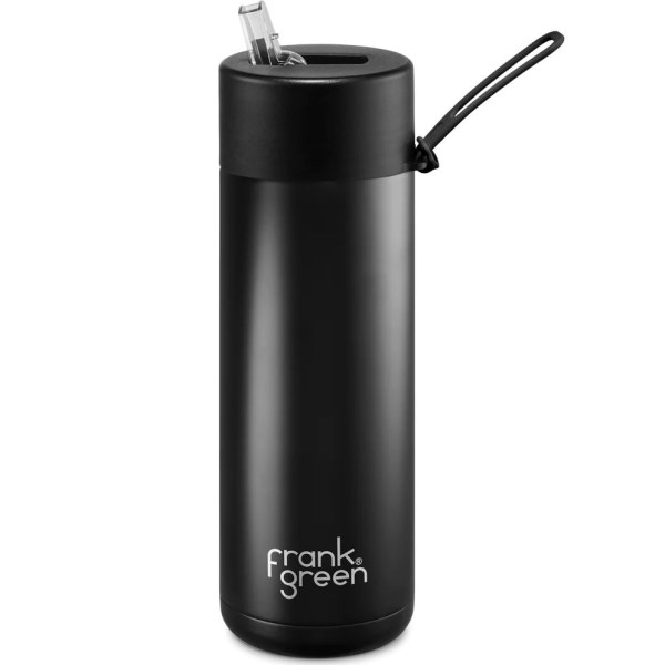Frank Green Ceramic Reusable Straw Lid Water Bottle - 595ml - Midnight