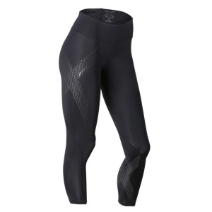 2XU Womens Motion Mid-Rise 7/8 Compression Tights - Black/Dotted Reflective Logo