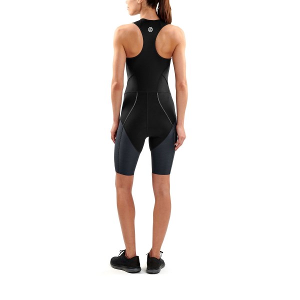 Skins DNAmic Triathlon Womens Compression Suit with Front Zip - Black/Carbon