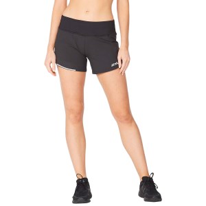 2XU Aero 4 Inch Womens Running Shorts - Black/Silver Reflective